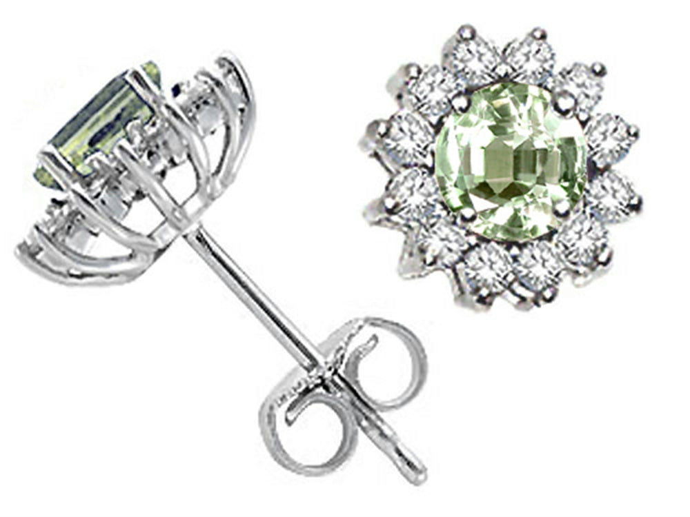 Tommaso Design Round Green Amethyst Earrings