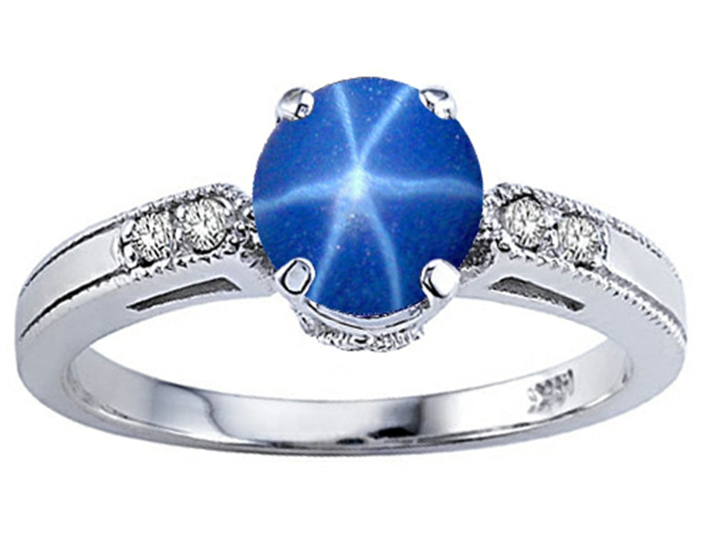 Tommaso Design Created Star Sapphire and Genuine Diamond Engagement Ring