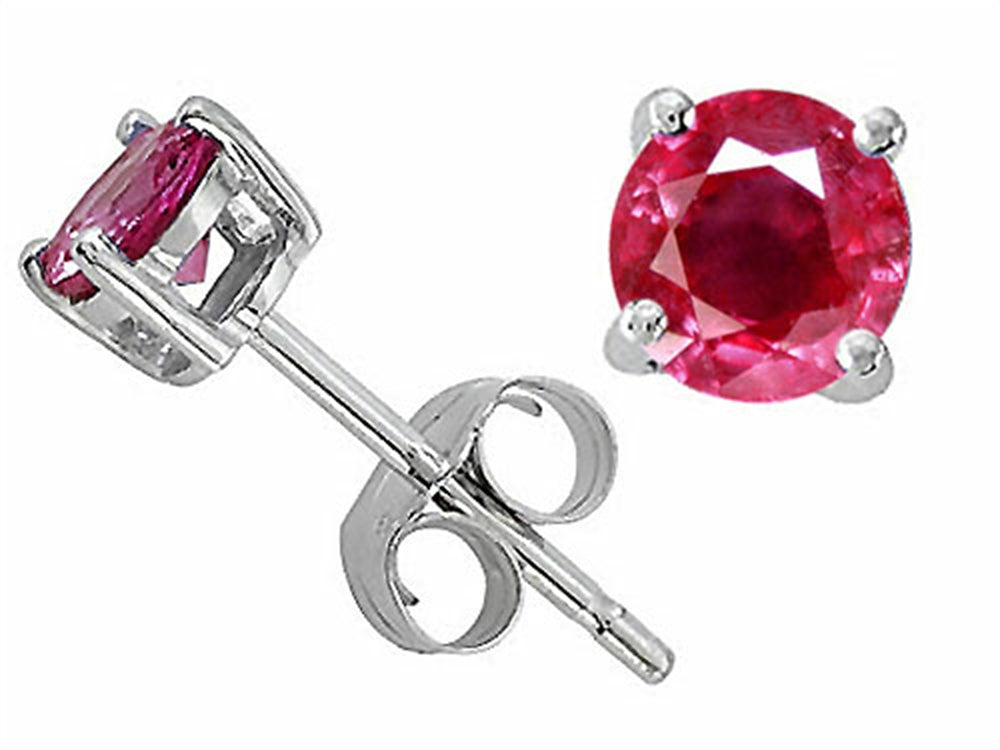 Tommaso Design Round 5mm Genuine Ruby Earrings Studs