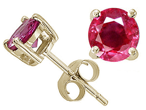 Tommaso Design 5mm Round Genuine Ruby Earrings Studs