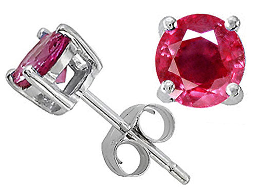 Tommaso Design 5mm Round Genuine Ruby Earrings Studs