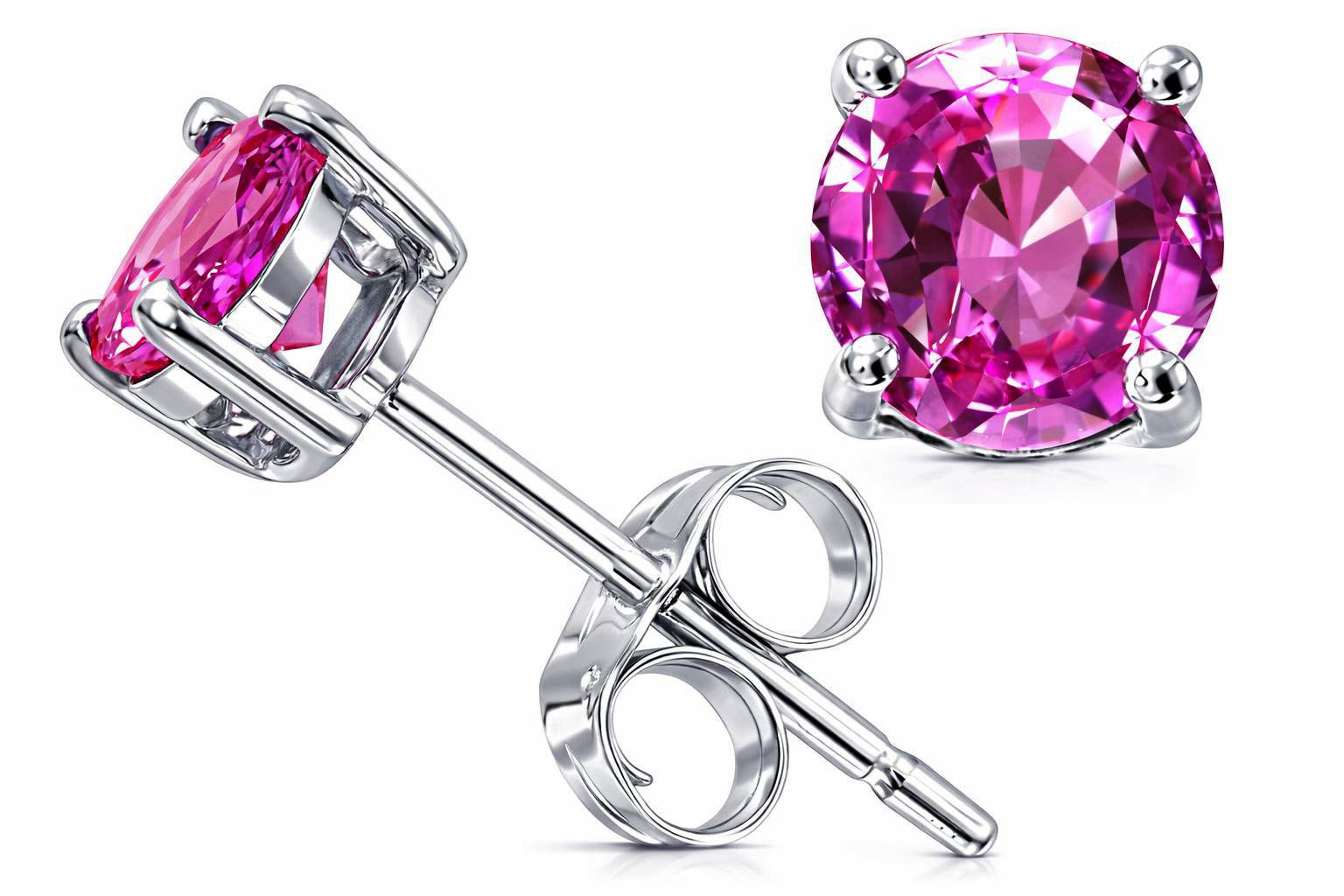 Star K Round 6mm Created Pink Sapphire Earrings Studs