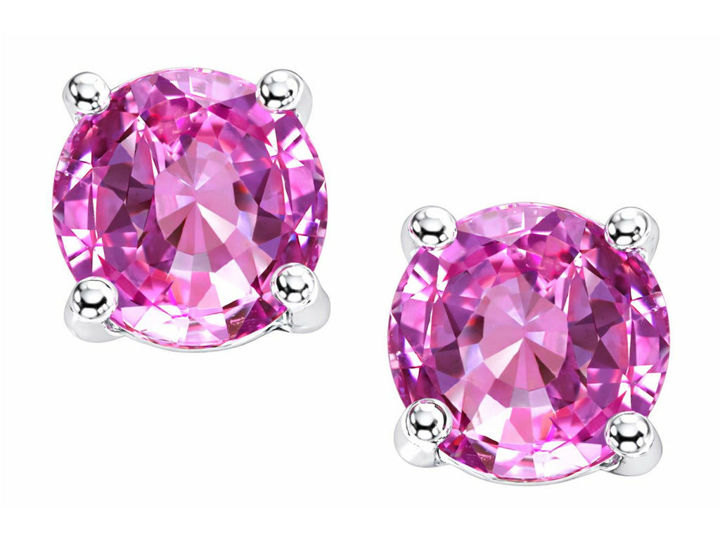 Tommaso Design Round 7mm Created Pink Sapphire Earrings Studs