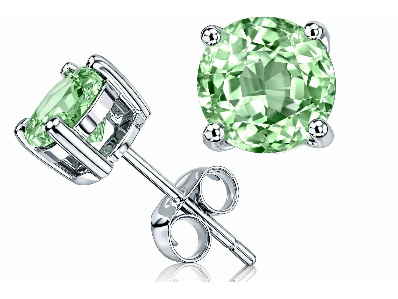 Star K Round 7mm Green Amethyst Earrings Studs