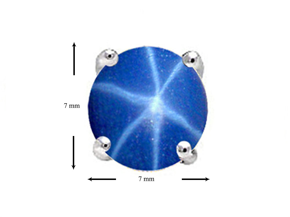 Tommaso Design Round Created Star Sapphire Earrings Studs