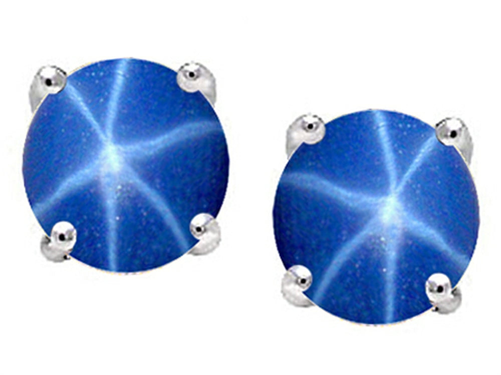 Tommaso Design Round Created Star Sapphire Earrings Studs
