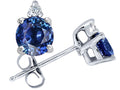 Tommaso Design Genuine 5mm Round Sapphire Stud Earrings