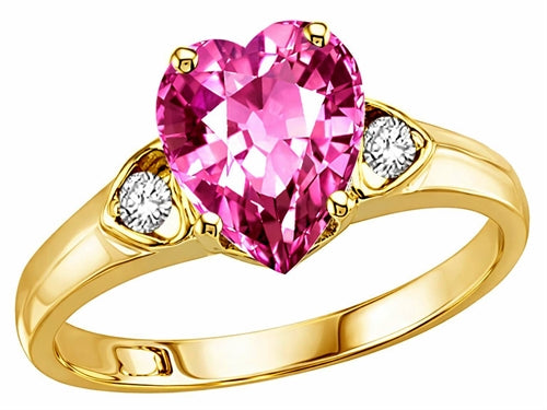 Tommaso Design Heart Shape 8mm Created Pink Sapphire Ring
