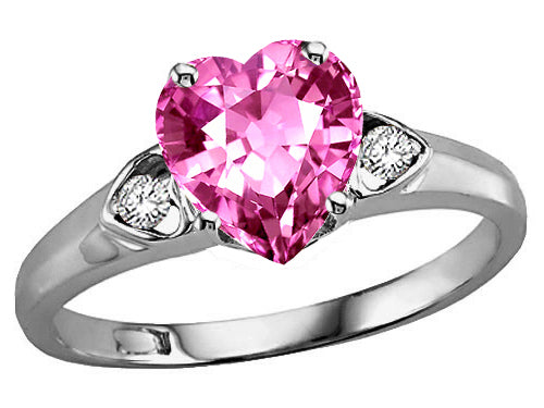 Star K Heart Shape 8mm Created Pink Sapphire Ring