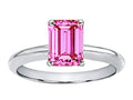Tommaso Design Created Pink Sapphire Emerald Cut 8x6mm Engagement Ring