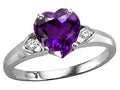 Tommaso Design Heart Shape Genuine Amethyst Ring
