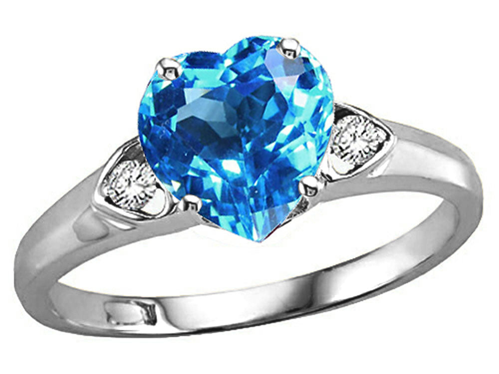 Tommaso Design Heart Shape 8mm Genuine Blue Topaz Ring