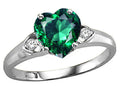 Tommaso Design Heart Shape 8mm Simulated Emerald Ring
