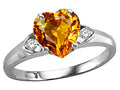Tommaso Design Heart Shape 8mm Genuine Citrine Ring