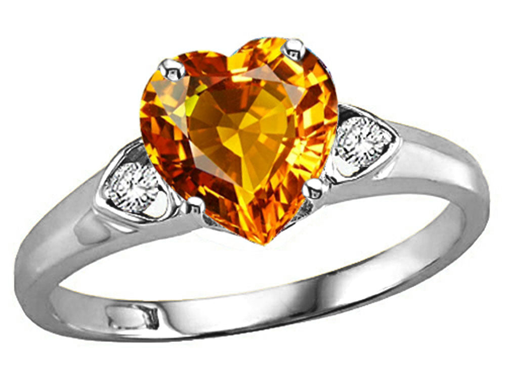 Tommaso Design Heart Shape 8mm Genuine Citrine Ring