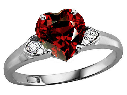 Tommaso Design Heart Shape Genuine Garnet Ring