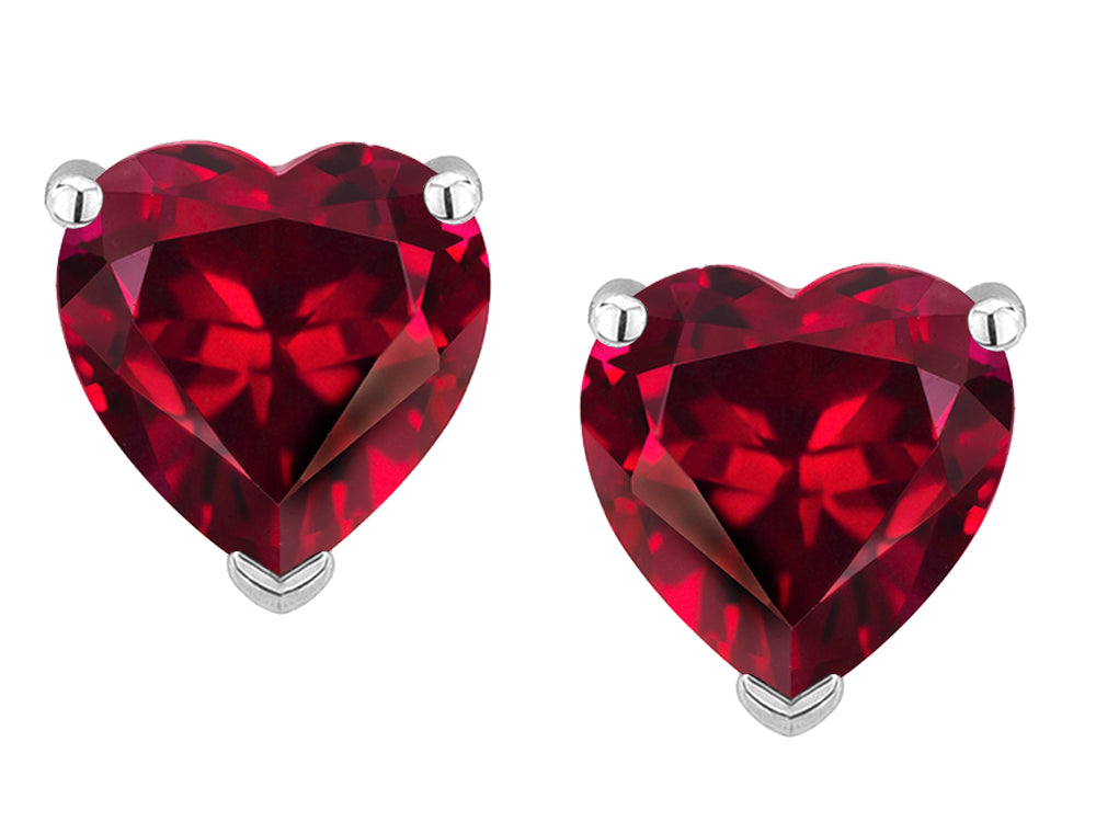 Star K Heart Shape 6mm Created Ruby Earrings Studs
