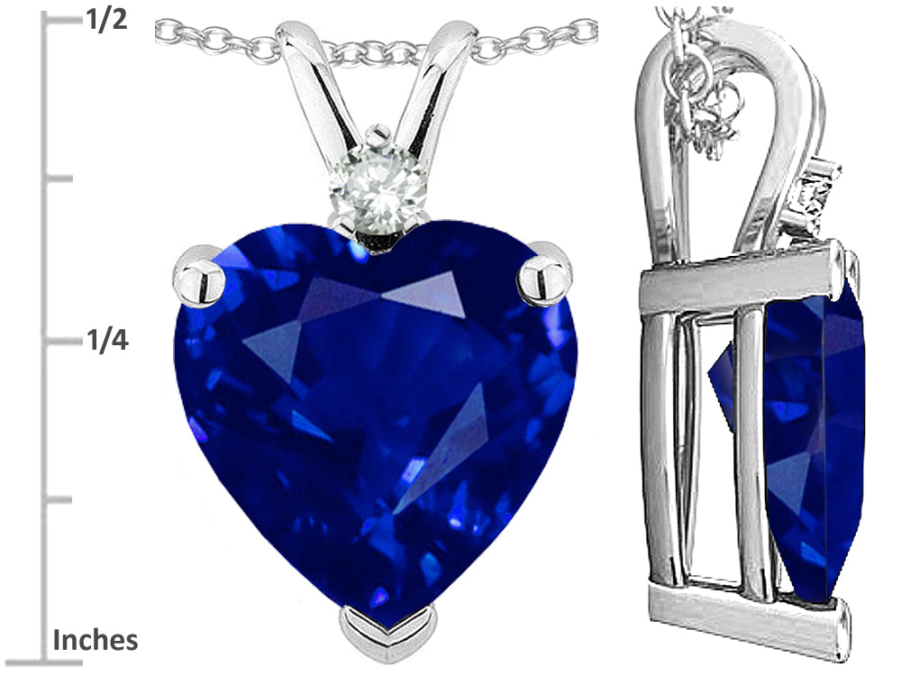 Star K™ 8mm Heart Shape Created Sapphire Heart Pendant Necklace