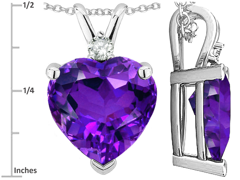 Star K 8mm Heart Shape Genuine Amethyst Heart Pendant Necklace