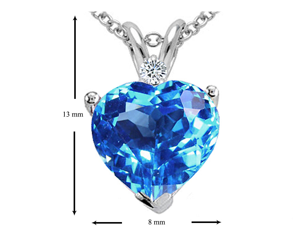 Tommaso Design Genuine Blue Topaz 8mm Heart Pendant Necklace