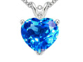 Tommaso Design Genuine Blue Topaz 8mm Heart Pendant Necklace