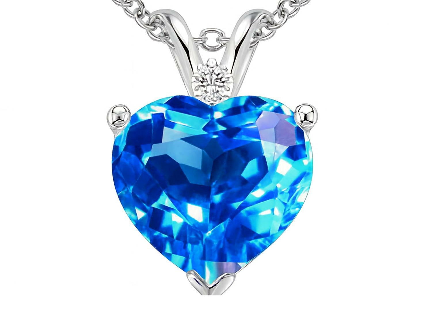 Tommaso Design Genuine Blue Topaz 8mm Heart Pendant Necklace
