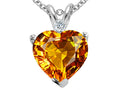 Tommaso Design 8mm Heart Shape Genuine Citrine and Diamond Heart Pendant Necklace