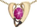 Tommaso Design Oval 9x7mm Created Star Ruby Heart Shaped Pendant Necklace Enhancer