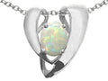 Tommaso Design Oval 9x7mm Genuine Opal Heart Shaped Pendant Necklace Enhancer