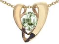 Tommaso Design Oval 9x7mm Green Amethyst Heart Shaped Pendant Necklace Enhancer