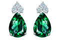 Tommaso Design Pear Shape 8x6mm Simulated Emerald And Earrings