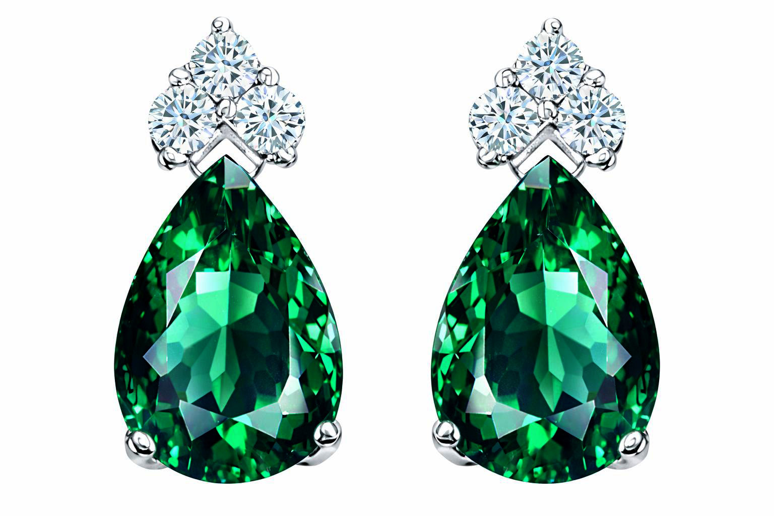 Star K Pear Shape 8x6mm Simulated Emerald And Earrings