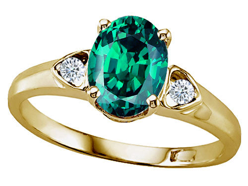 Tommaso Design Oval 8x6mm Simulated Emerald Ring