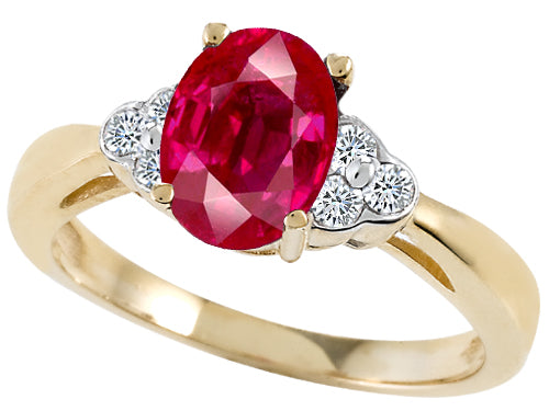 Tommaso Design Oval 8x6mm Created Ruby Ring