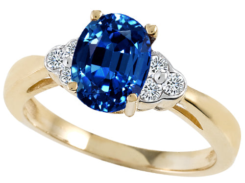 Tommaso Design Oval 8x6mm Created Blue Sapphire Ring