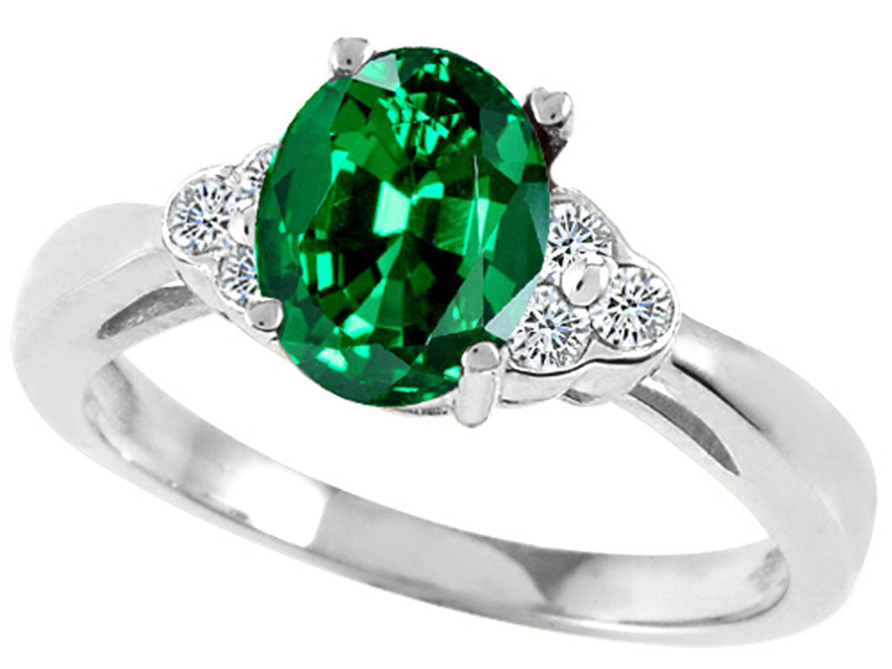 Tommaso Design Oval 8x6mm Simulated Emerald And Ring