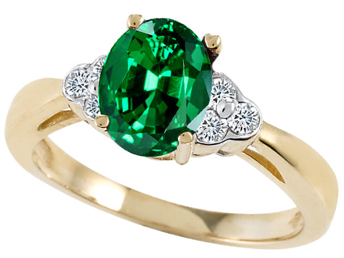 Tommaso Design Oval 8x6mm Simulated Emerald And Ring