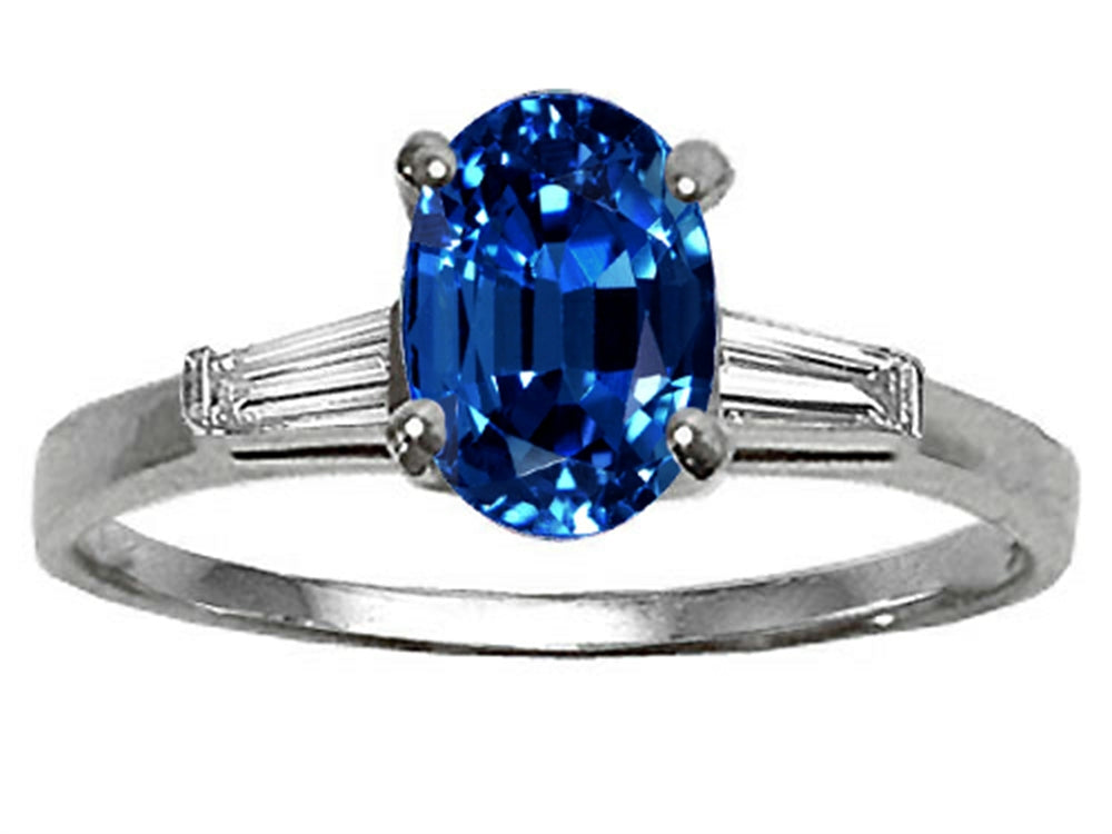 Tommaso Design Oval 8x6 mm Created Blue Sapphire Engagement Ring