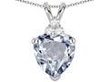Tommaso Design Heart Shape 8mm Genuine Aquamarine Pendant Necklace