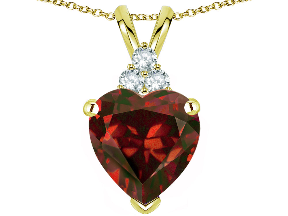 Tommaso Design™ 8mm Heart Shape Genuine Garnet Pendant Necklace