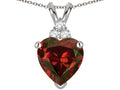 Tommaso Design 8mm Heart Shape Genuine Garnet Pendant Necklace