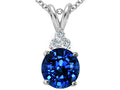Tommaso Design Round 7mm Created Blue Sapphire Pendant Necklace