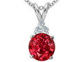 Tommaso Design Round 7mm Created Ruby Pendant Necklace
