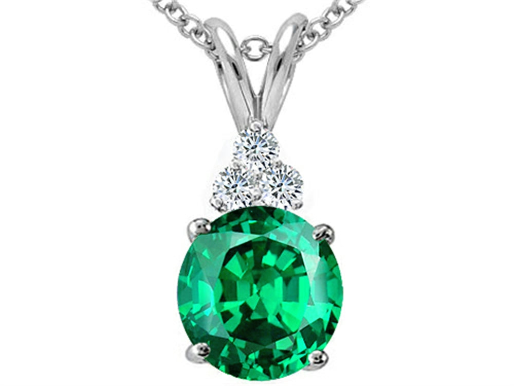 Tommaso Design Round 7mm Simulated Emerald And Pendant Necklace