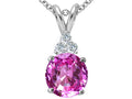 Tommaso Design Round 7mm Created Pink Sapphire Pendant Necklace