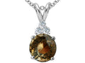 Tommaso Design Round 7mm Genuine Smoky Quartz Pendant Necklace