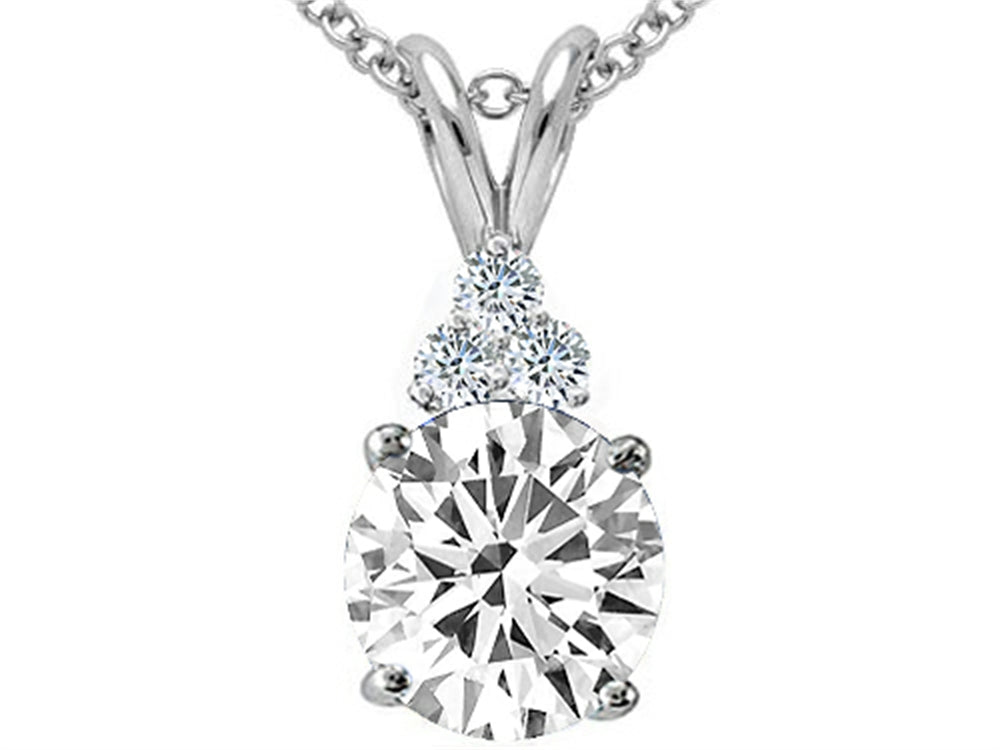 Tommaso Design Round 7mm Genuine White Topaz Pendant Necklace