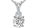Tommaso Design Round 7mm Genuine White Topaz Pendant Necklace