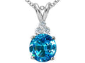 Tommaso Design Round 7mm Genuine Blue Topaz Pendant Necklace