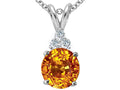 Tommaso Design Round 7mm Genuine Citrine Pendant Necklace